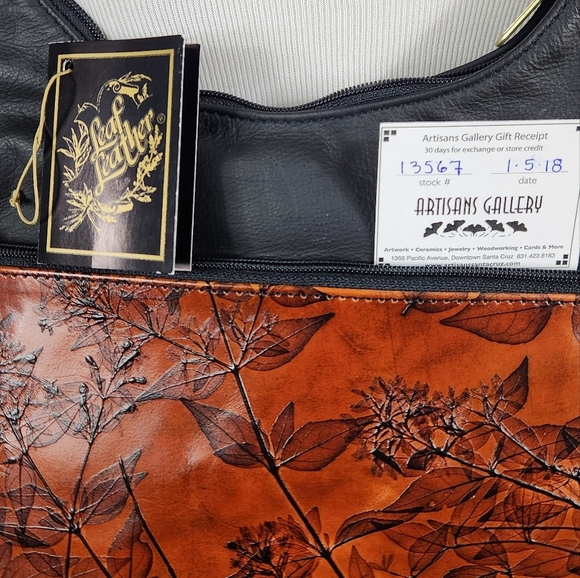 CL WHITING Leaf Leather Shoulder Saddle Bag Purse - Picture 6 of 7